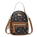 Mini sac à dos floral avec imprimé nœuds roses et cuir marron sur cuir PU noir - Marron