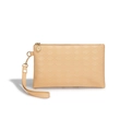 Beige mini-polsbandje portemonnee met klassiek gewatteerd patroon en gouden rits - Abrikoos