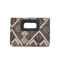 Gewebte Handtasche mit Ethno-Muster, rechteckigem Griff und buntem Stammesdesign - Klassisches Schwarz