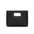 Schwarze gesteppte Handtasche mit Pailletten, integriertem Griff und V-Muster - Schwarz