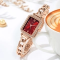 Orologio Gedi di lusso con cassa rettangolare oro rosa e quadrante rosso a raggiera - Cassa Oro Rosa Quadrante Rosso
