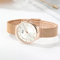 Gedi rose gold women's quartz watch with a thin mesh strap and silver minimalist dial - Silver Dial Rose Gold Band