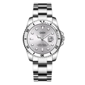 Silver stainless steel business watch for men featuring a grey dial and date display - Silver Band White Dial