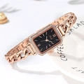 Orologio lusso donna oro rosa con quadrante nero stellato rettangolare e diamanti - Cassa Oro Rosa Quadrante Nero