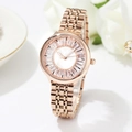 Orologio da donna in acciaio inossidabile oro rosa con lunetta in cristallo e quadrante - Oro