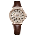 Gedi Damenuhr in Roségold mit hohlem Sternzifferblatt und braunem Lederarmband für Damen - Roségold Gehäuse Kaffee Lederarmband Mechanische Uhr