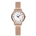 Rose gold GEDI watch with colorful crystal markers and mesh band on white dial - Rose Gold Band White Dial