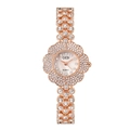 Montre à quartz fleurie or rose avec lunette sertie de cristaux et bracelet - Bracelet Or Rose Boîtier Or Rose Cadran Or Rose