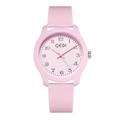 Minimalist pink waterproof quartz watch for women with soft silicone strap and GEDI dial - Pink