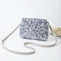 Bolso bandolera de lentejuelas gris plata con correa fina y textura cuadrada brillante - Plateado