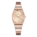 Minimalistische roségoldene Edelstahluhr mit Armband im Bambus-Stil für Damen - Roségoldenes Zifferblatt Roségoldenes Armband