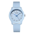 Light blue quartz watch with matte silicone strap and minimalist numeric dial - Light Sky Blue