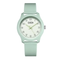 Minimalist mint green waterproof quartz watch with silicone strap for women by GEDI - Light Green