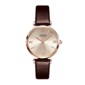 GEDI luxury quartz watch with rose gold case, champagne dial and brown leather strap - Rose Gold Case Rose Dial Brown Strap