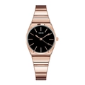 Minimalistische roségoldene Quarzuhr mit schwarzem Zifferblatt und Bambus-Metallband - Schwarzes Zifferblatt Roségoldenes Armband