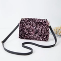 Pink and purple sequined square shoulder bag with black strap and gold hardware - Purple