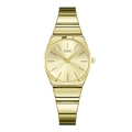 Elegante goldene minimalistische Damen-Quarzuhr im Bambus-Stil mit Gliederarmband - Goldenes Zifferblatt Goldband