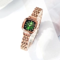 Orologio quadrato oro rosa chic con quadrante verde minimalista e cinturino in acciaio - Quadrante Verde / Verde