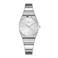 GEDI silver stainless steel minimalist watch with round dial and polished link bracelet - White Dial Silver Strap
