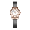 Montre GEDI pour femme avec cadran en nacre blanche et bracelet en cuir noir - Boîtier en Or Rose Cadran en Nacre Blanche Bracelet en Cuir Noir
