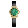 Montre femme GEDI vintage avec boîtier doré, cadran nacre verte et bracelet en cuir noir - Boîtier en Or Cadran en Nacre Verte Bracelet en Cuir Noir