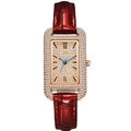Orologio rettangolare GEDI in oro rosa con cristalli lucenti e cinturino in pelle rossa - Rosso