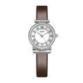 GEDI retro quartz watch with white mother-of-pearl dial and dark brown leather strap - Silver Case White MOP Dial Brown Leather Strap