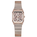 Square rose gold watch with leopard print dial and roman numerals for women - Rose Gold Case Leopard Face Rose Gold Band