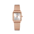 Elegant rose gold square quartz watch for women with Roman numerals and steel mesh band - Rose Gold Case White Dial Rose Gold Strap