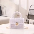 Mini borsa jelly lavanda con texture perlata e chiusura a fiore dorato - Bianco