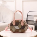 Borsa a mano chic multicolore con trama coccodrillo e manici rotondi rosa alla moda - Rosa