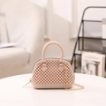 Mini borsa a mano rosa in silicone con perle a rilievo e catena dorata - Albicocca