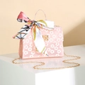 Bolso rosa con encaje de margaritas y detalle de pañuelo de seda para mujer - Rosa