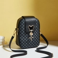 Mini borsa nera a tracolla per telefono con fibbia a topo dorata e stampe a stella - Nero