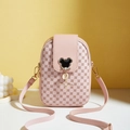 Borsa a tracolla rosa per cellulare con monogramma vintage e fibbia metallica a topo - Rosa