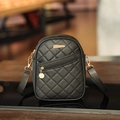 Classic black quilted crossbody bag for women with gold zippers and detachable strap - Black