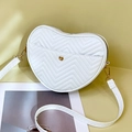 Borsa a tracolla bianca a forma di cuore con ricamo a onde e dettagli dorati - Bianco