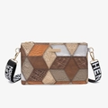 Bolso bandolera de retazos con textura de cocodrilo marrón y correa de moda - Caqui y beige