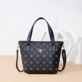 Schwarze Handtasche mit Herzmustern und goldenem Blumenverschluss im Varianten-Stil - Schwarz