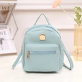 Mini light blue PU leather fashion backpack for women with gold square metal hardware - Blue