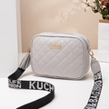 Light gray quilted crossbody bag with golden plaque and stylish fringed tassel detail - Gray