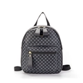 Mini sac à dos noir avec motif géométrique gris et détails de fermeture dorés - Noir
