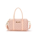 Borsa Boston rosa con stampa floreale geometrica e logo Suneycity in metallo dorato - Rosa