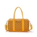 Borsa Boston gialla con stampe floreali nere e tracolla regolabile rimovibile - Giallo
