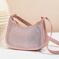 Pink rhinestone shell-shaped makeup bag with luxury crystal embellishments and gold zipper - Pink