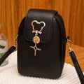 Petit sac à bandoulière noir en cuir PU avec boucle dorée en forme de souris chic - Noir