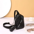 Sac de poitrine en cuir PU noir avec lettrage FIRIGHT blanc et mini pochette à monnaie - Noir