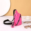 Ensemble sac de poitrine rose fuchsia avec pochette amovible et sangle tendance - Rose Rouge