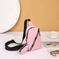 Pink sporty chest bag with detachable mini pouch and branded black fabric shoulder strap - Pink