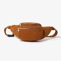 Brown corduroy waist bag for women with dual zipper compartments and adjustable strap - Brown